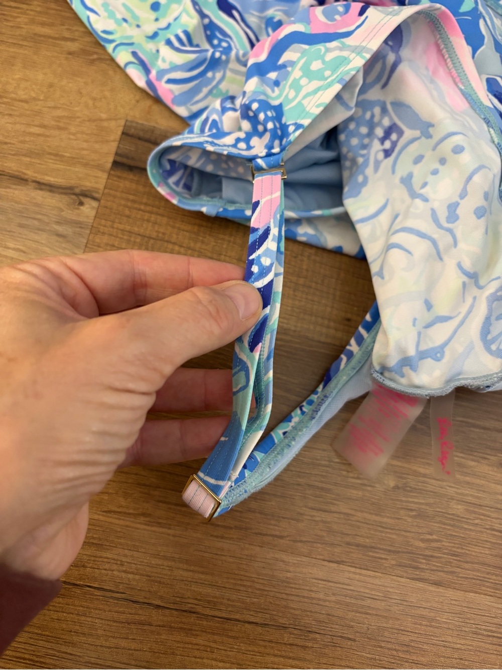 Lilly Pulitzer Brenta Tankini Swimsuit Top Shade Seekers Pink Blue Print - Picture 7 of 11